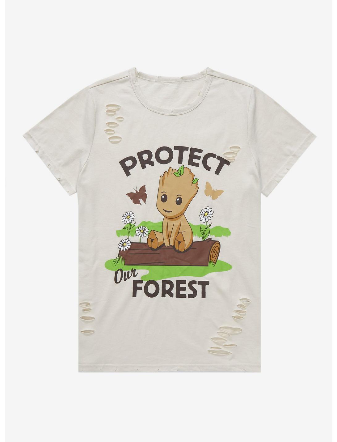 Marvel I Am Groot Protect Our Forest Women’s T-Shirt - BoxLunch Exclusive, OFF WHITE, hi-res