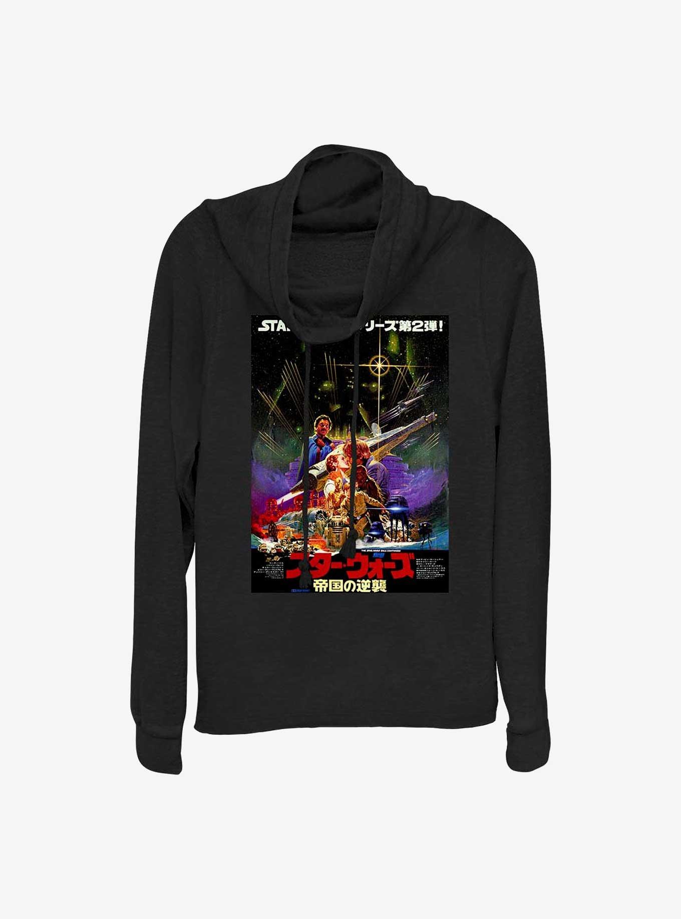 Star Wars Kanji Strikes Back Cowl Neck Long-Sleeve Top, BLACK, hi-res