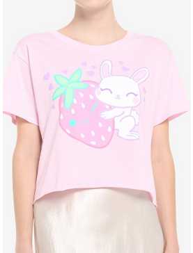Bunny Strawberry Crop Girls T-Shirt, , hi-res