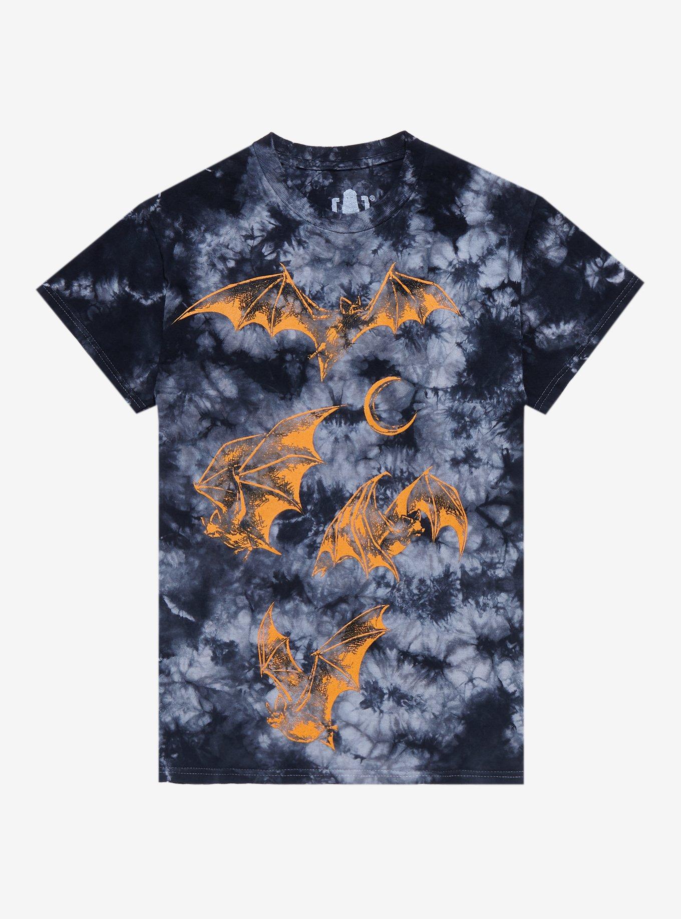 Orange Bats Black Tie-Dye T-Shirt By Ghost Supply, ORANGE, hi-res