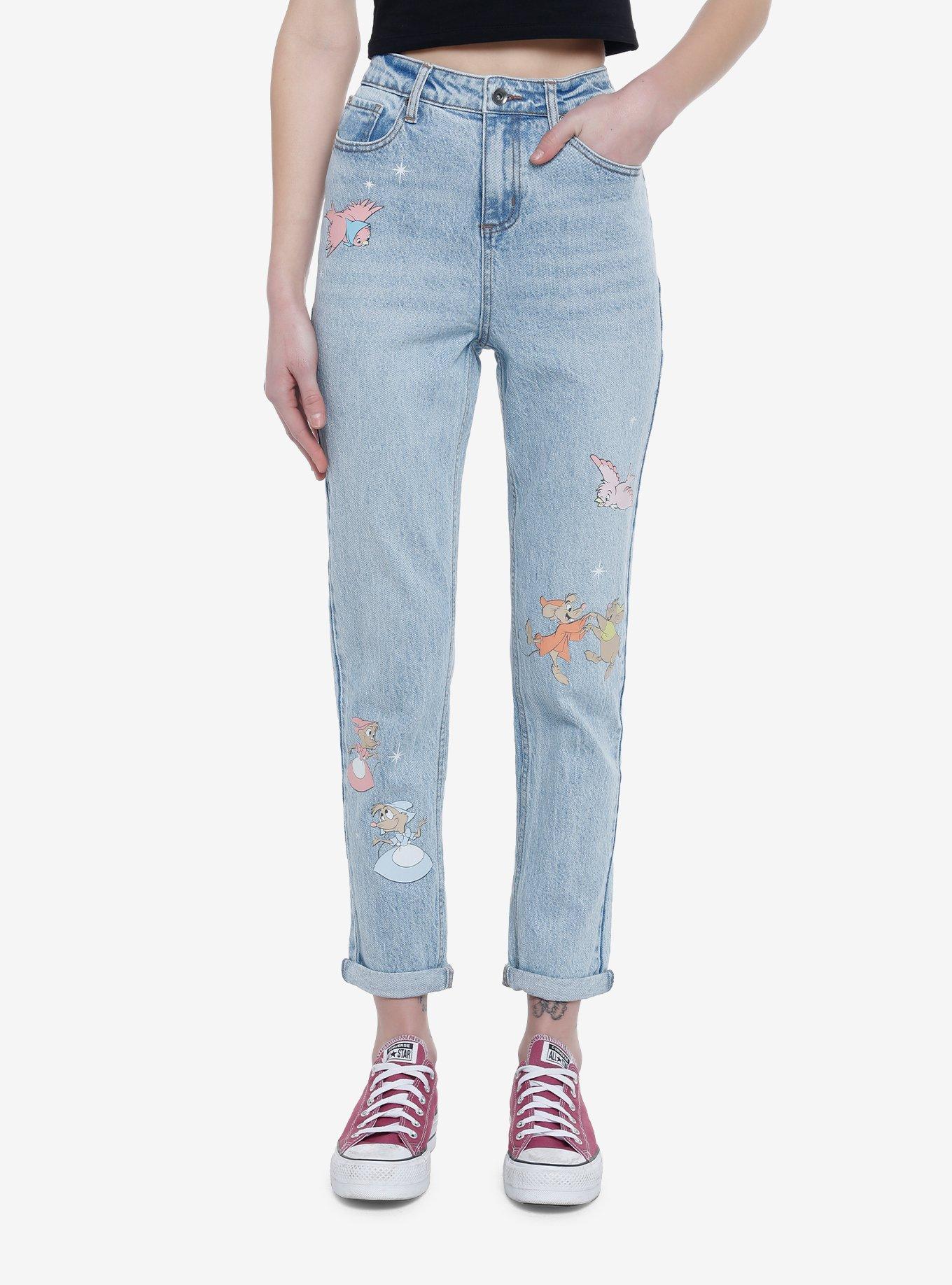 Disney Cinderella Friends Mom Jeans, LIGHT WASH, hi-res
