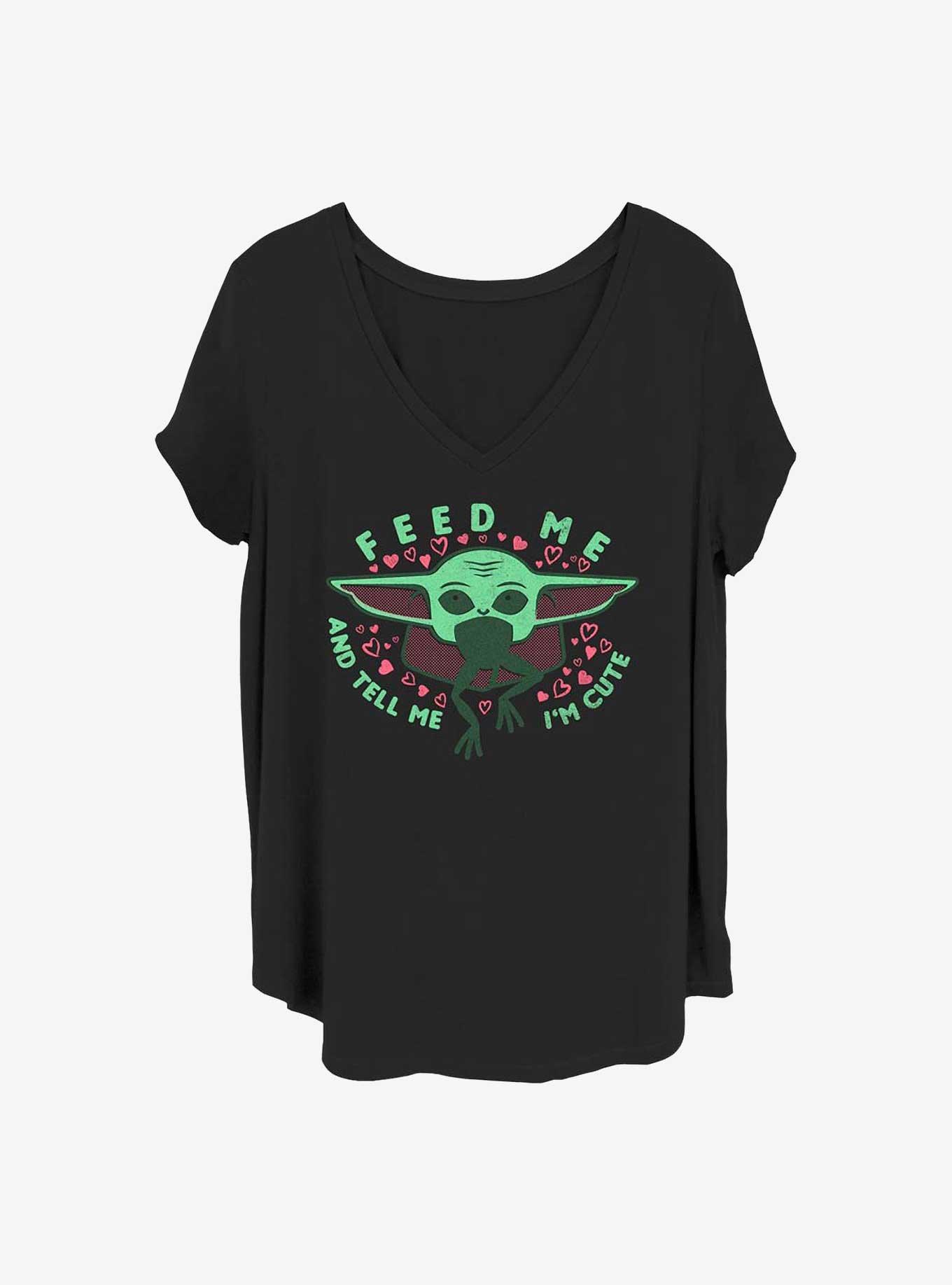 Star Wars The Mandalorian Feed Me and Tell I'm Cute Girls T-Shirt Plus