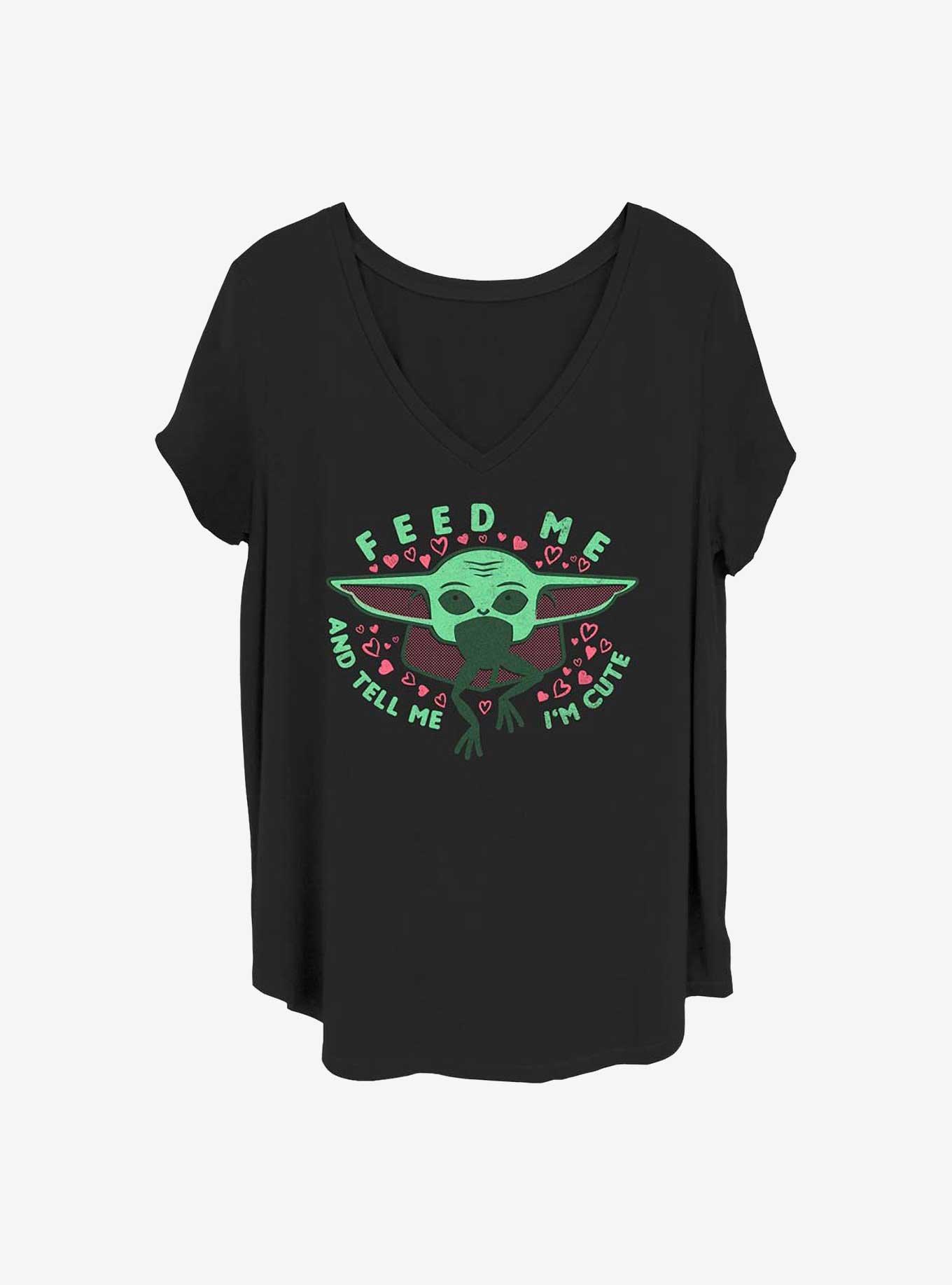 Star Wars The Mandalorian Feed Me and Tell Me I'm Cute Girls T-Shirt Plus Size, BLACK, hi-res