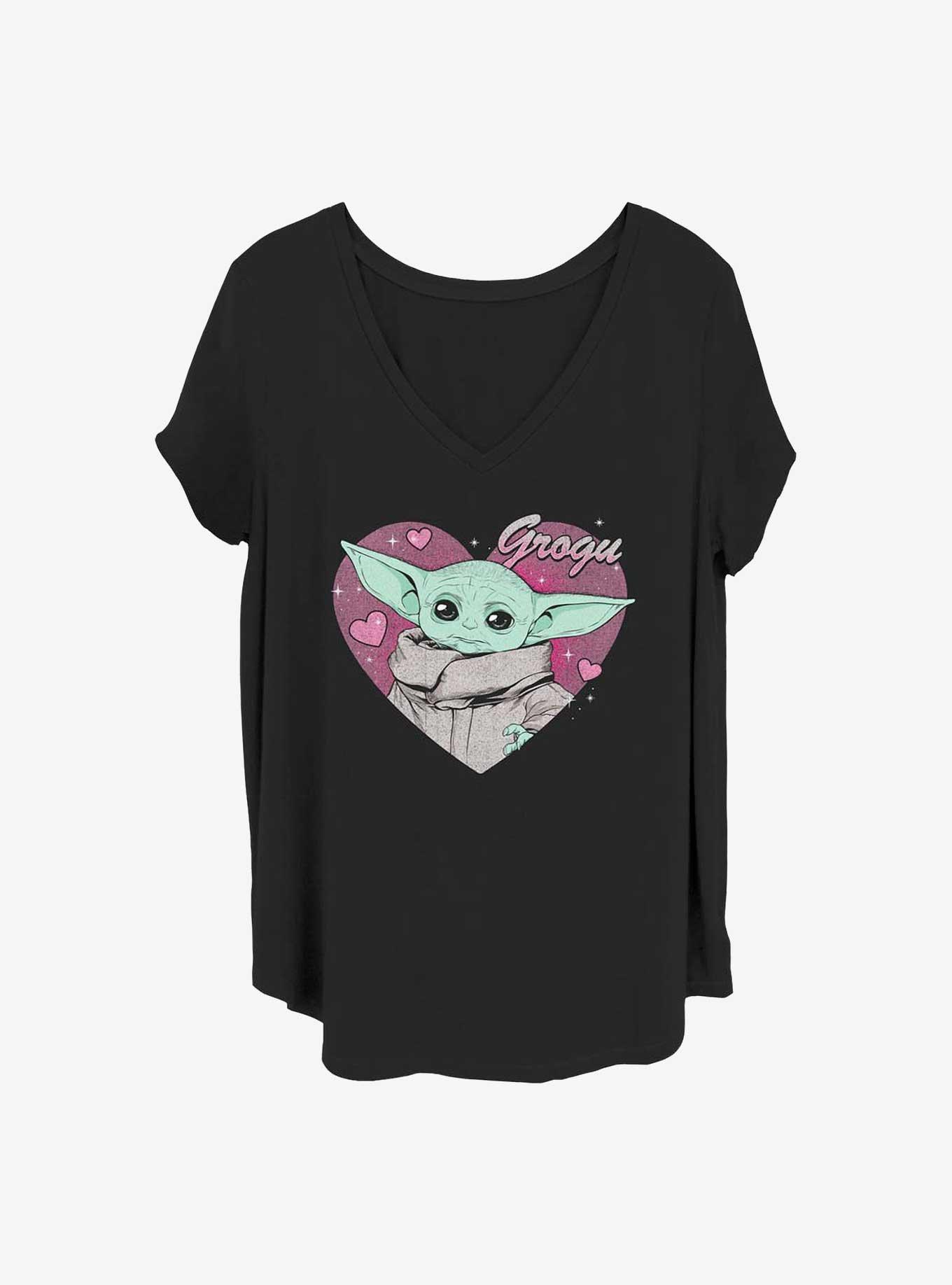 Star Wars The Mandalorian Grogu Valentine Girls T-Shirt Plus Size, BLACK, hi-res