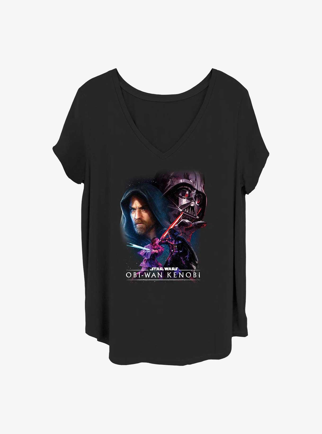 Star Wars Obi-Wan and Darth Vader Face Off Girls T-Shirt Plus Size, , hi-res