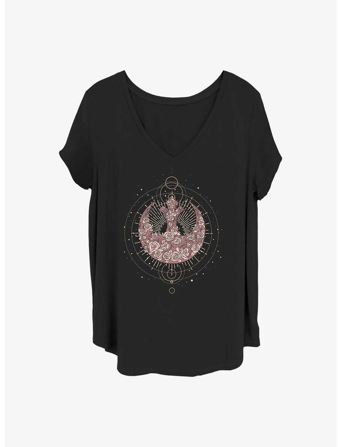 Star Wars Celestial Rose Rebel Girls T-Shirt Plus Size, BLACK, hi-res