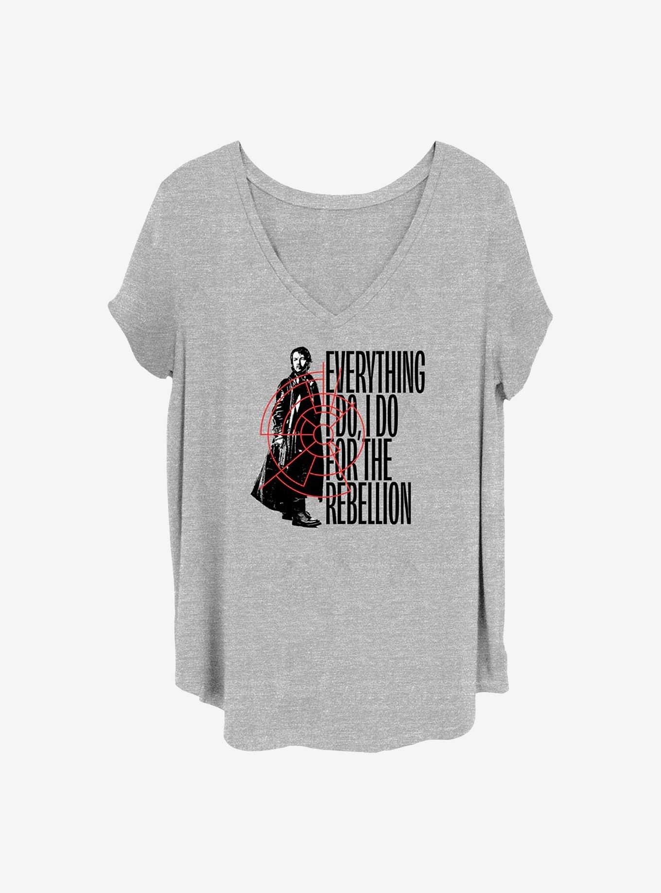 Star Wars Everything For The Rebellion Girls T-Shirt Plus Size, HEATHER GR, hi-res