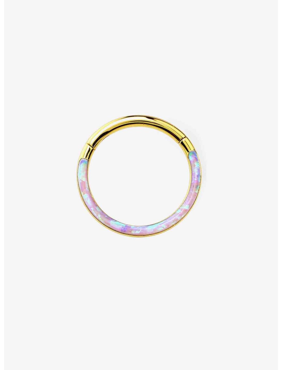 16G Steel Gold Pink Opal Hinged Clicker, , hi-res