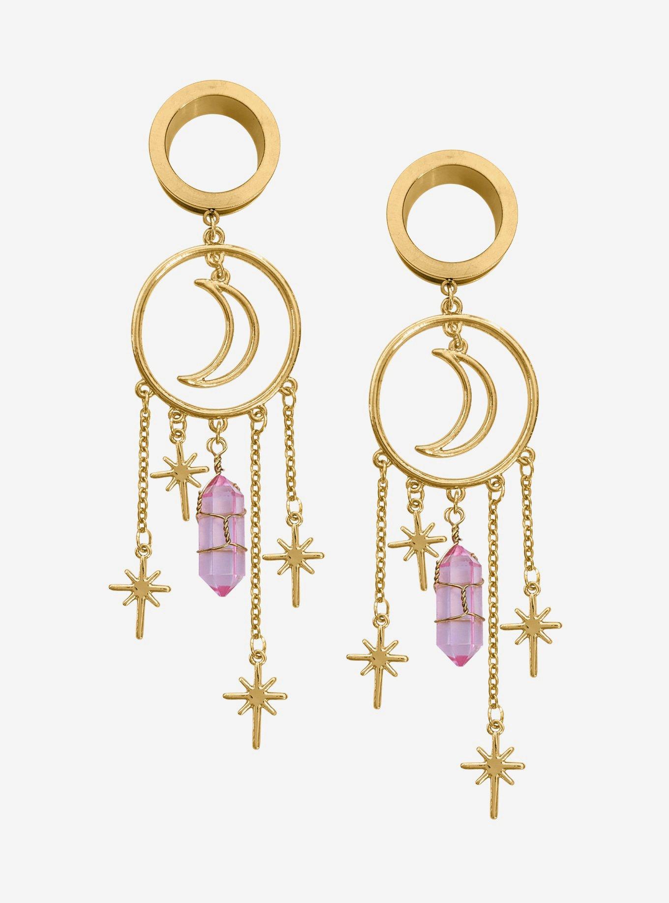 Steel Moon Crystal Cascading Plug 2 Pack, PINK, hi-res