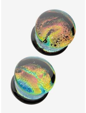 Plus Size Glass Crackle Rainbow Swirl Plug 2 Pack, , hi-res