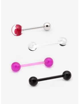 14G Flower Ball Tongue Barbell 4 Pack, , hi-res