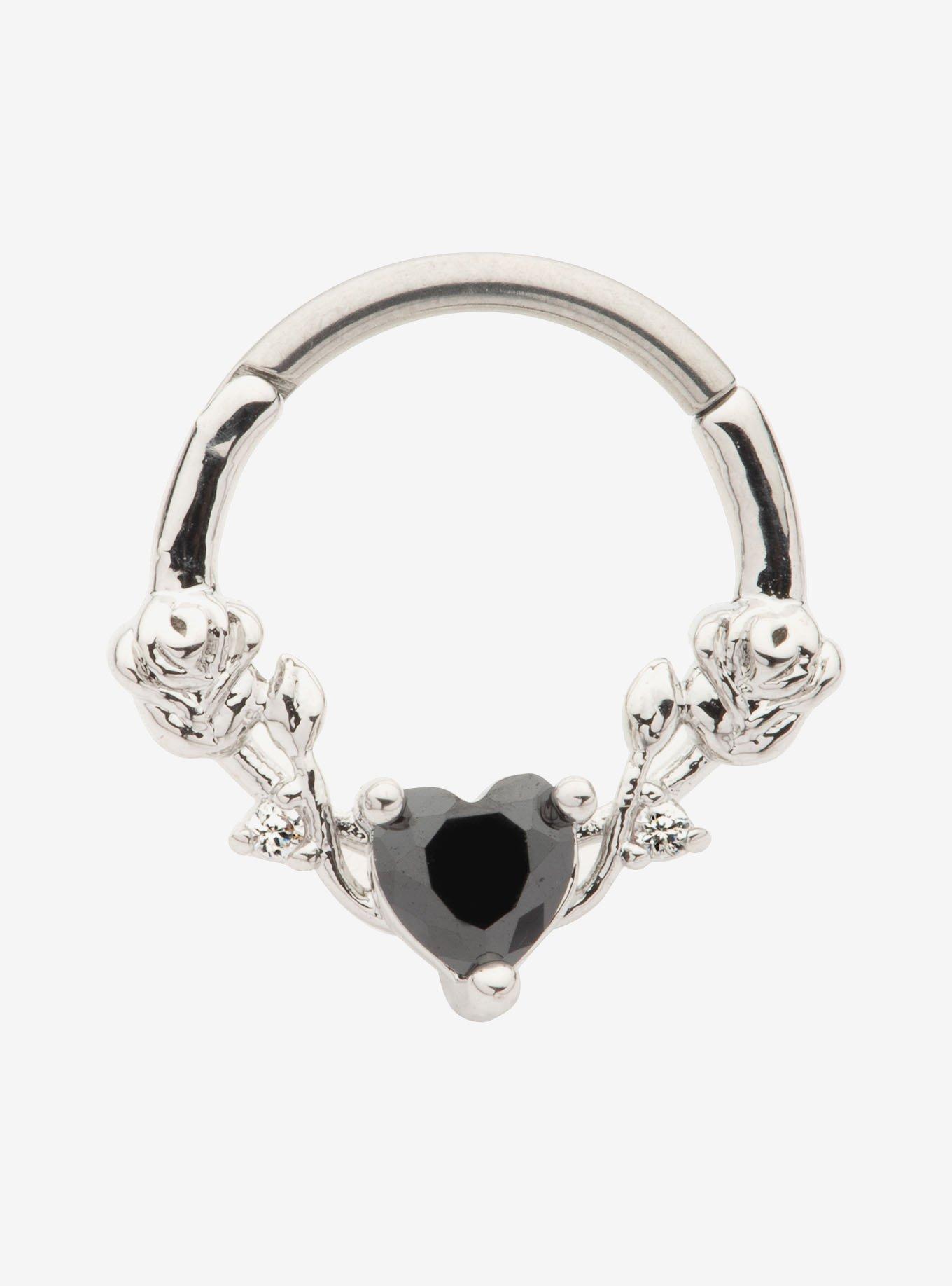 16G Steel Heart Rose Hinged Clicker, , hi-res