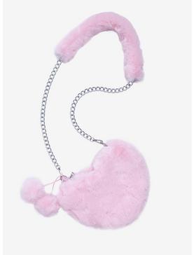 Pink Faux Fur Heart Crossbody Bag, , hi-res