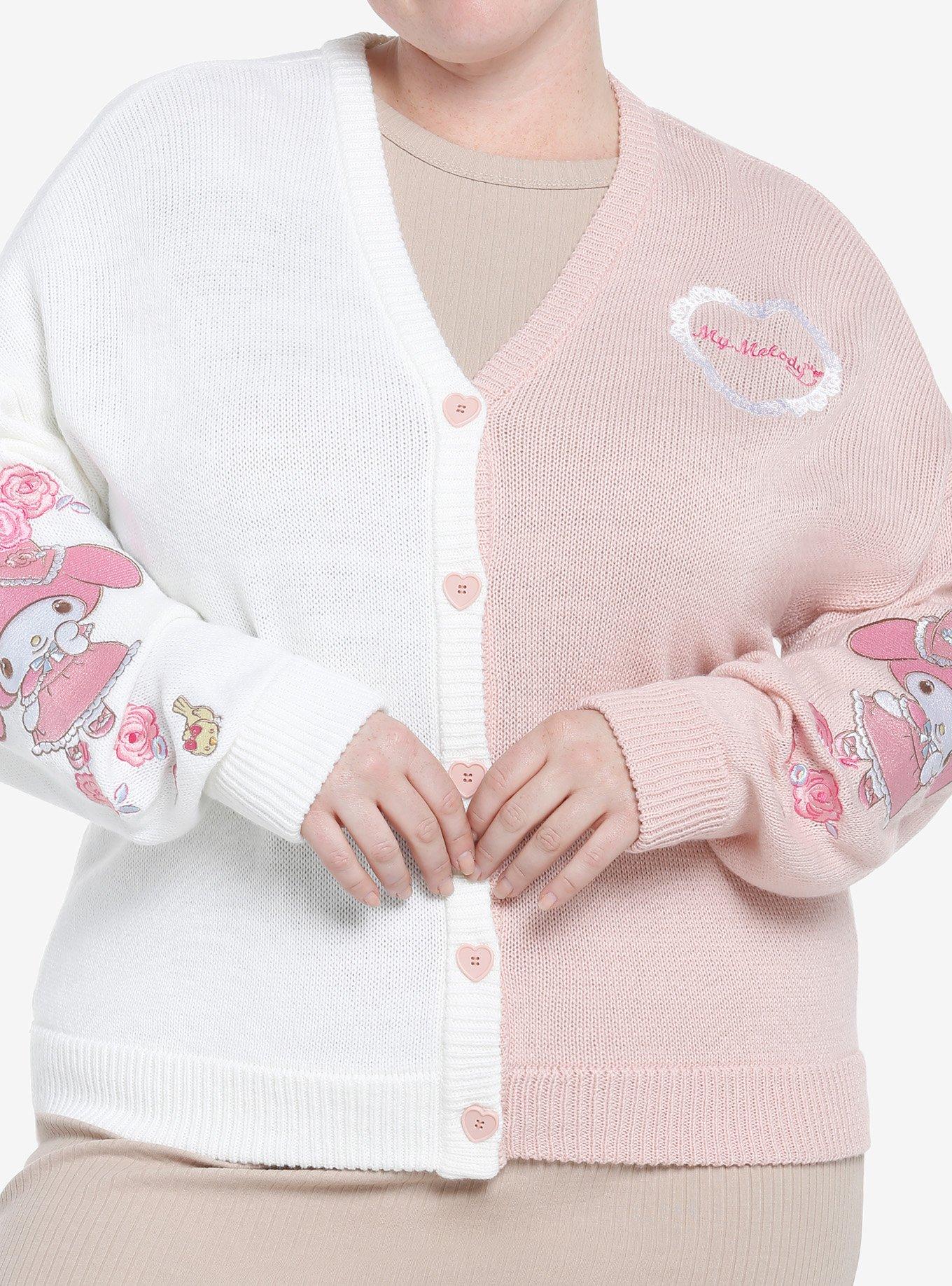 My Melody Pink & White Split Girls Cardigan Plus Size | Hot Topic