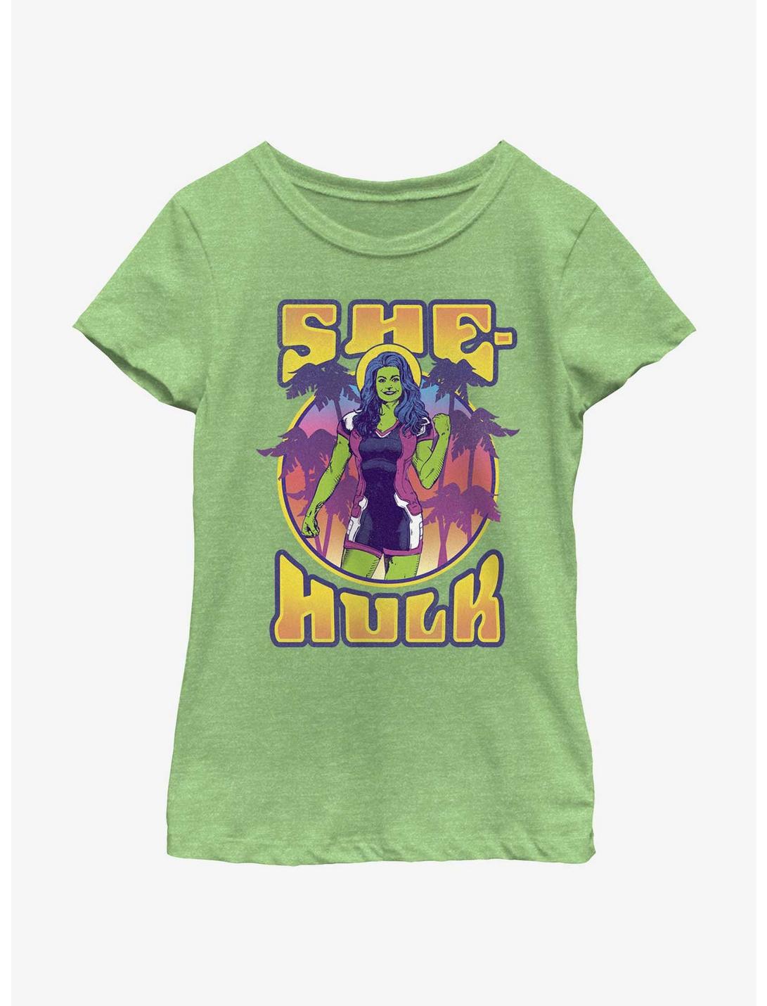 Marvel She-Hulk Tropical Portrait Youth Girls T-Shirt, GRN APPLE, hi-res
