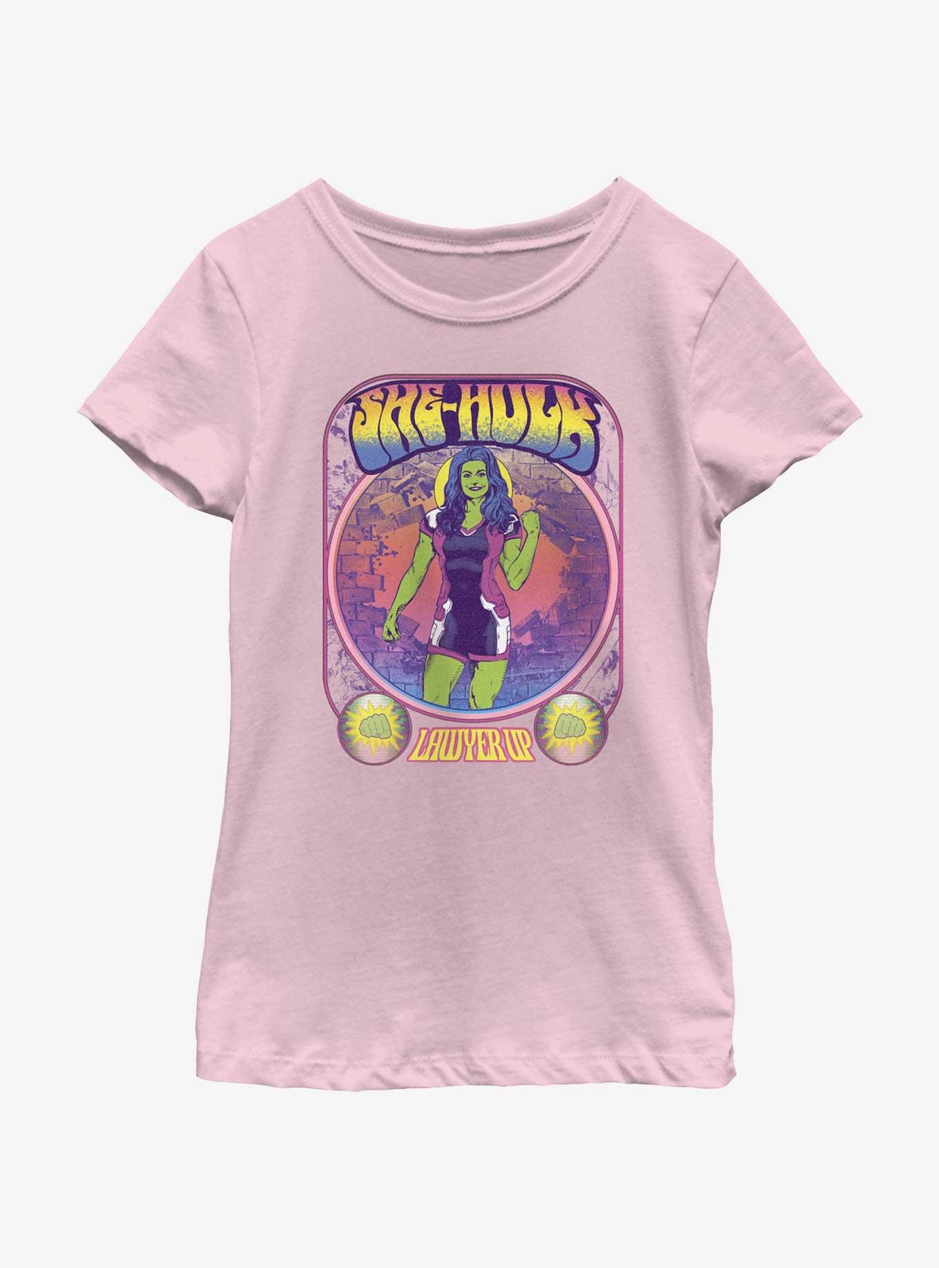 Marvel She-Hulk Retro Portrait Youth Girls T-Shirt, PINK, hi-res