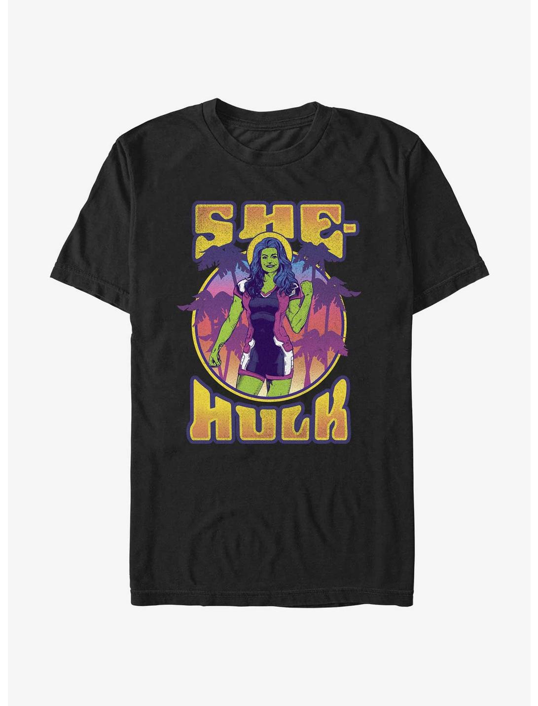 Marvel She-Hulk Tropical Portrait T-Shirt, BLACK, hi-res