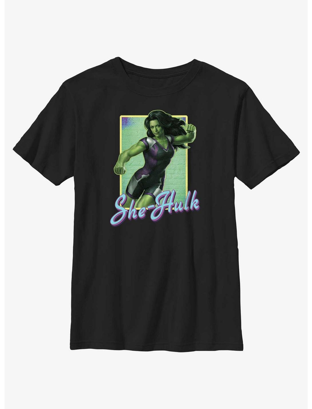 Marvel She-Hulk Punch Portrait Youth T-Shirt, BLACK, hi-res