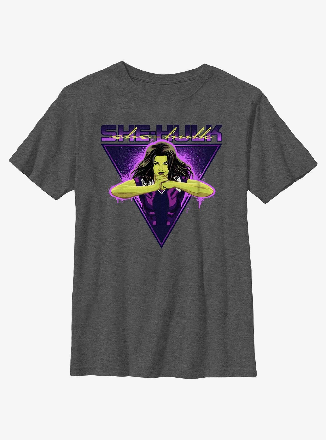 Marvel She-Hulk Triangular Portrait  Youth T-Shirt, CHAR HTR, hi-res
