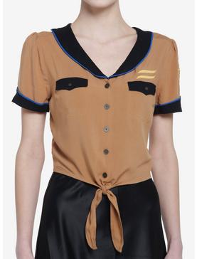Shadow And Bone Alina Military Girls Tie-Front Woven Button-Up, , hi-res