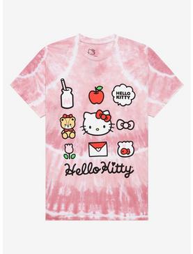 Hello Kitty Pink Grid Tie-Dye Boyfriend Fit Girls T-Shirt, , hi-res