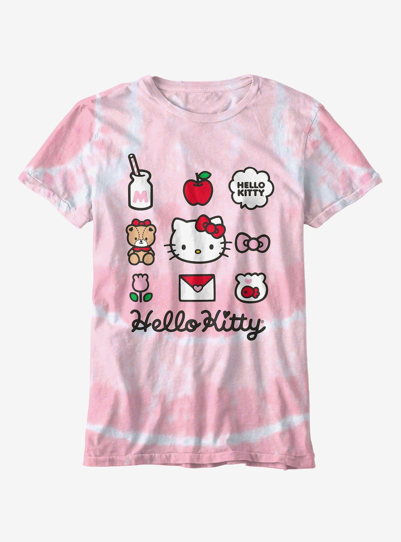 Hello Kitty Grid Tie-Dye Boyfriend Fit Girls T-Shirt Plus Size, MULTI, hi-res