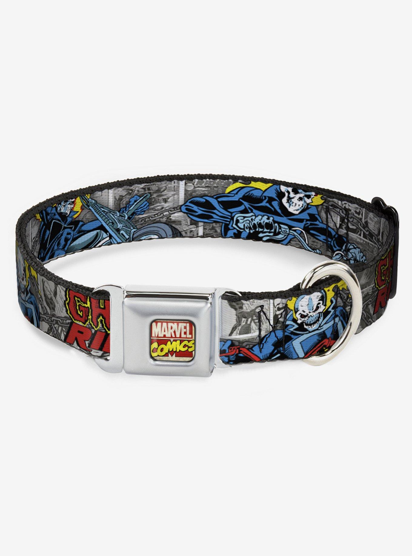 Ghost Rider Riding Poses Comic Blocks Seatbelt Buckle Dog Collar