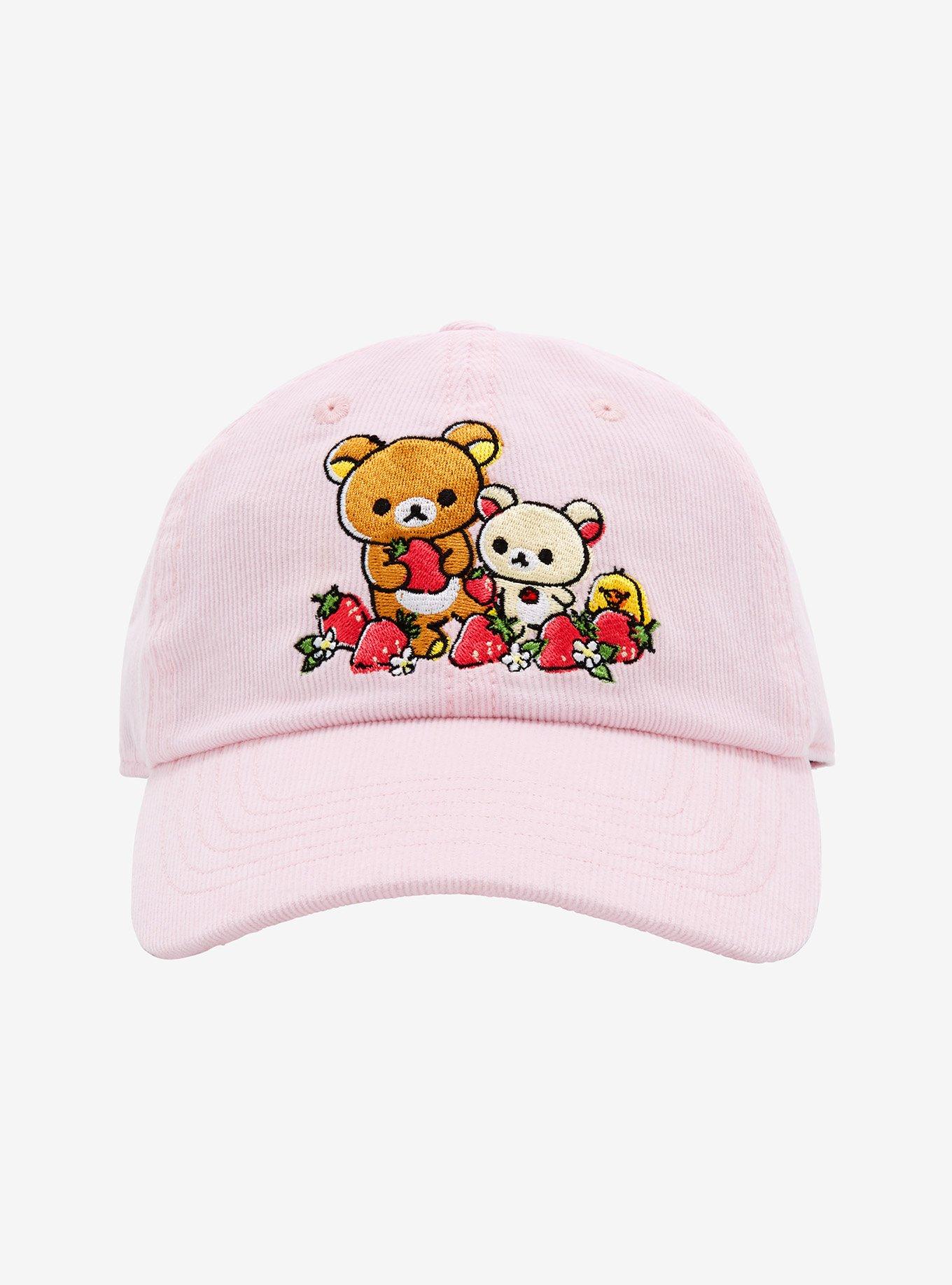 Rilakkuma Pink Strawberries Corduroy Dad Cap, , hi-res
