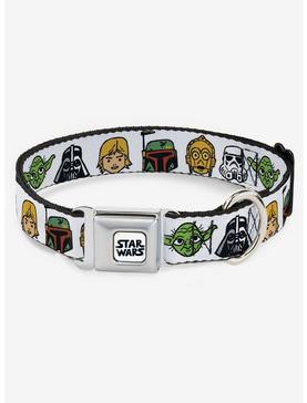 Star Wars Character Faces White Seatbelt Buckle Dog Collar, , hi-res
