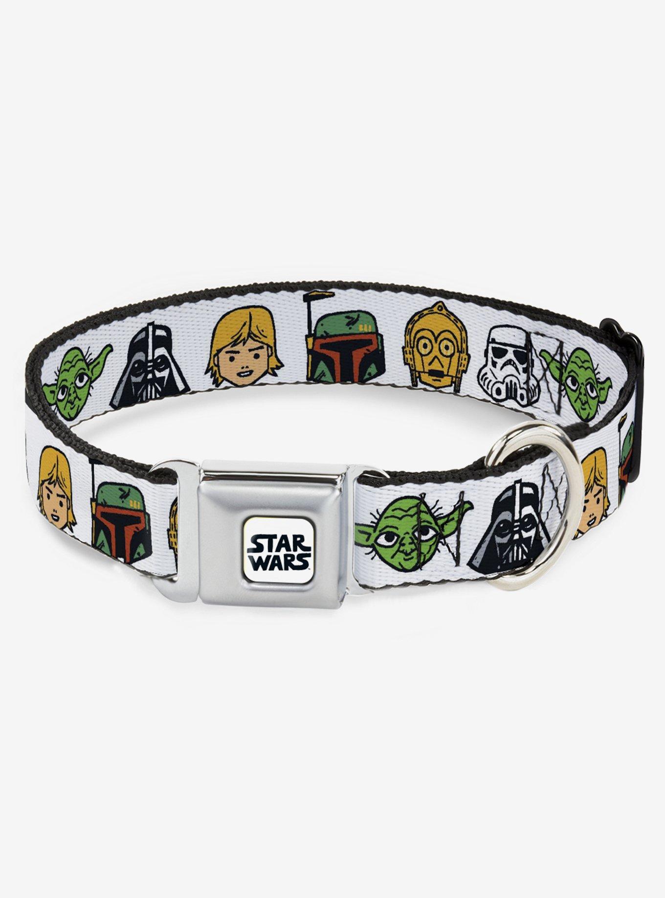 Star Wars Character Faces White Seatbelt Buckle Dog Collar, , hi-res