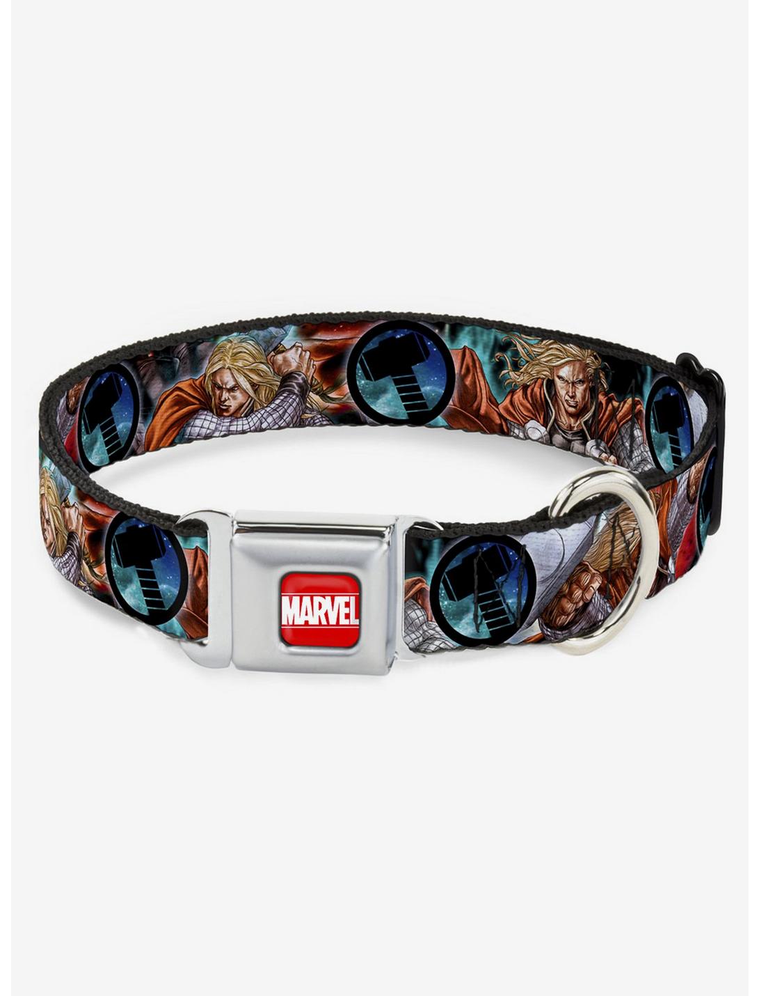 Marvel Thor Astonishing 3 Poses Hammer Logo Seatbelt Buckle Dog Collar, MULTI, hi-res