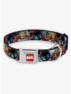 Marvel Thor Astonishing 3 Poses Hammer Logo Seatbelt Buckle Dog Collar, , hi-res