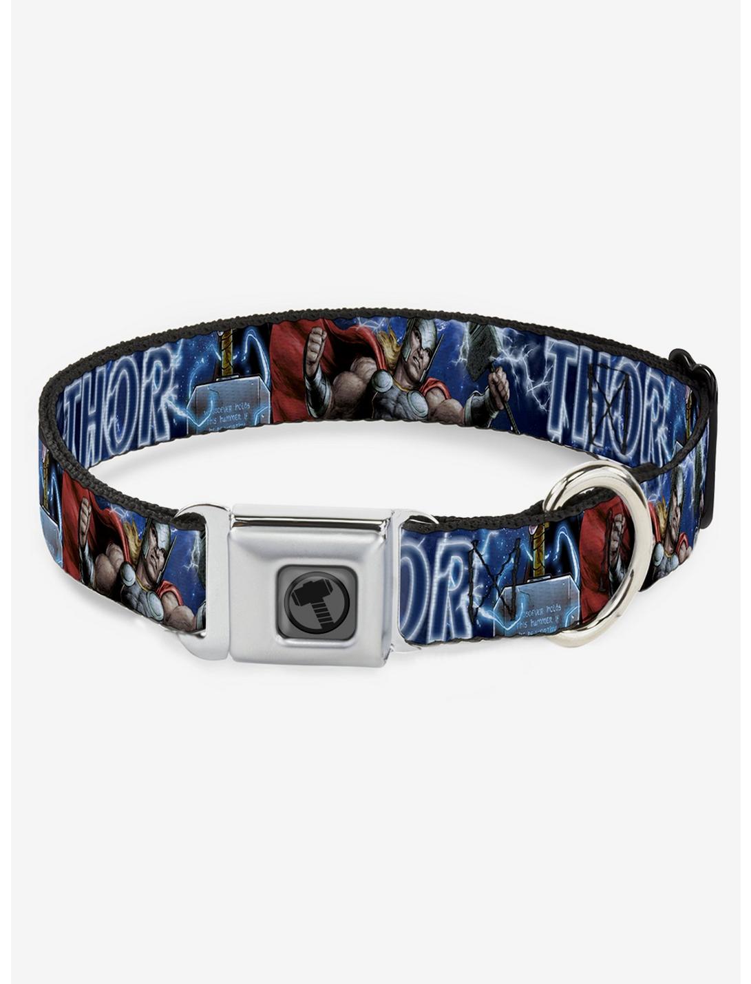 Marvel Thor Avengers Hammer Action Pose Galaxy Seatbelt Buckle Dog Collar, BLUE, hi-res