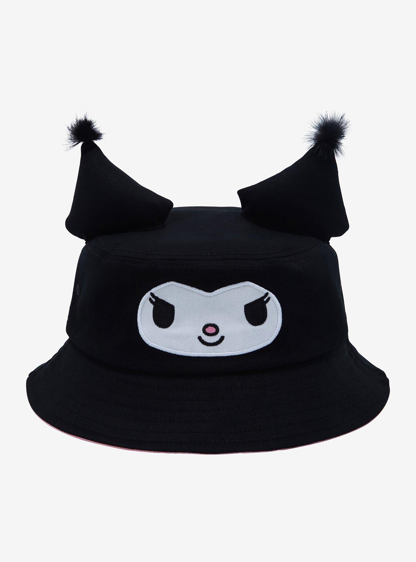 Unisex Cotton Bucket Hat Kuromi Inspired Black Ears Wide Brim Sun Protection Kuromi bucket hats-AliExpress main image 4