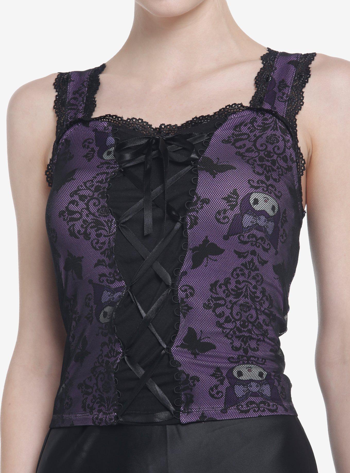 Kuromi Mesh Lace-Up Sweetheart Girls Tank Top, MULTI, hi-res