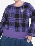 Kuromi Purple Plaid Knit Girls Sweater Plus Size, MULTI, hi-res