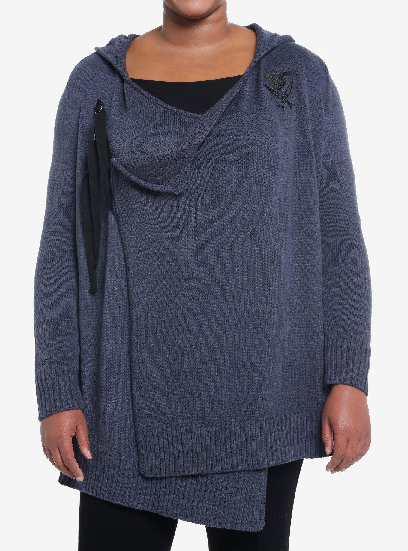 Shadow And Bone Inej Hooded Cardigan Plus Size, CHARCOAL  BLACK, hi-res