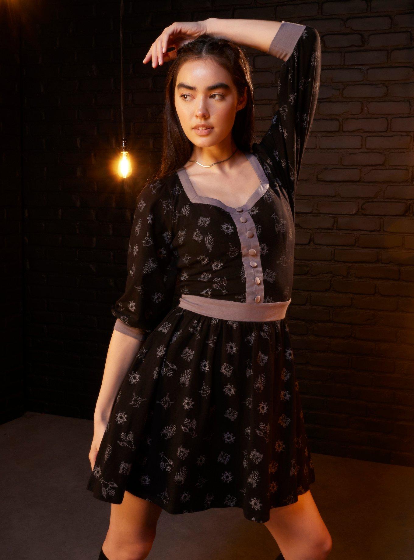 Shadow And Bone Grisha Icons Dress, BLACK  GREY, hi-res
