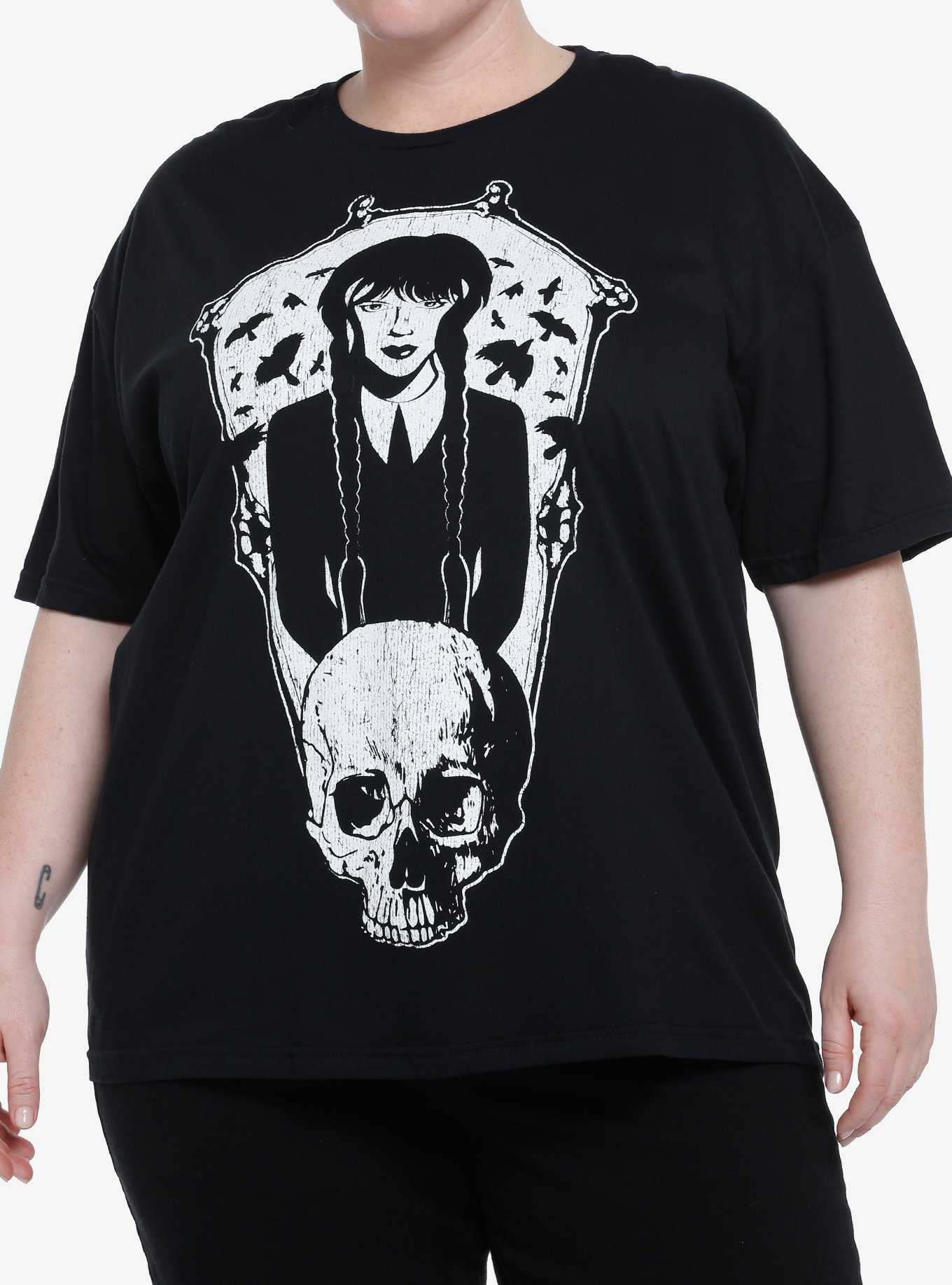 Wednesday Coffin Skull Boyfriend Fit Girls T-Shirt Plus Size, , hi-res
