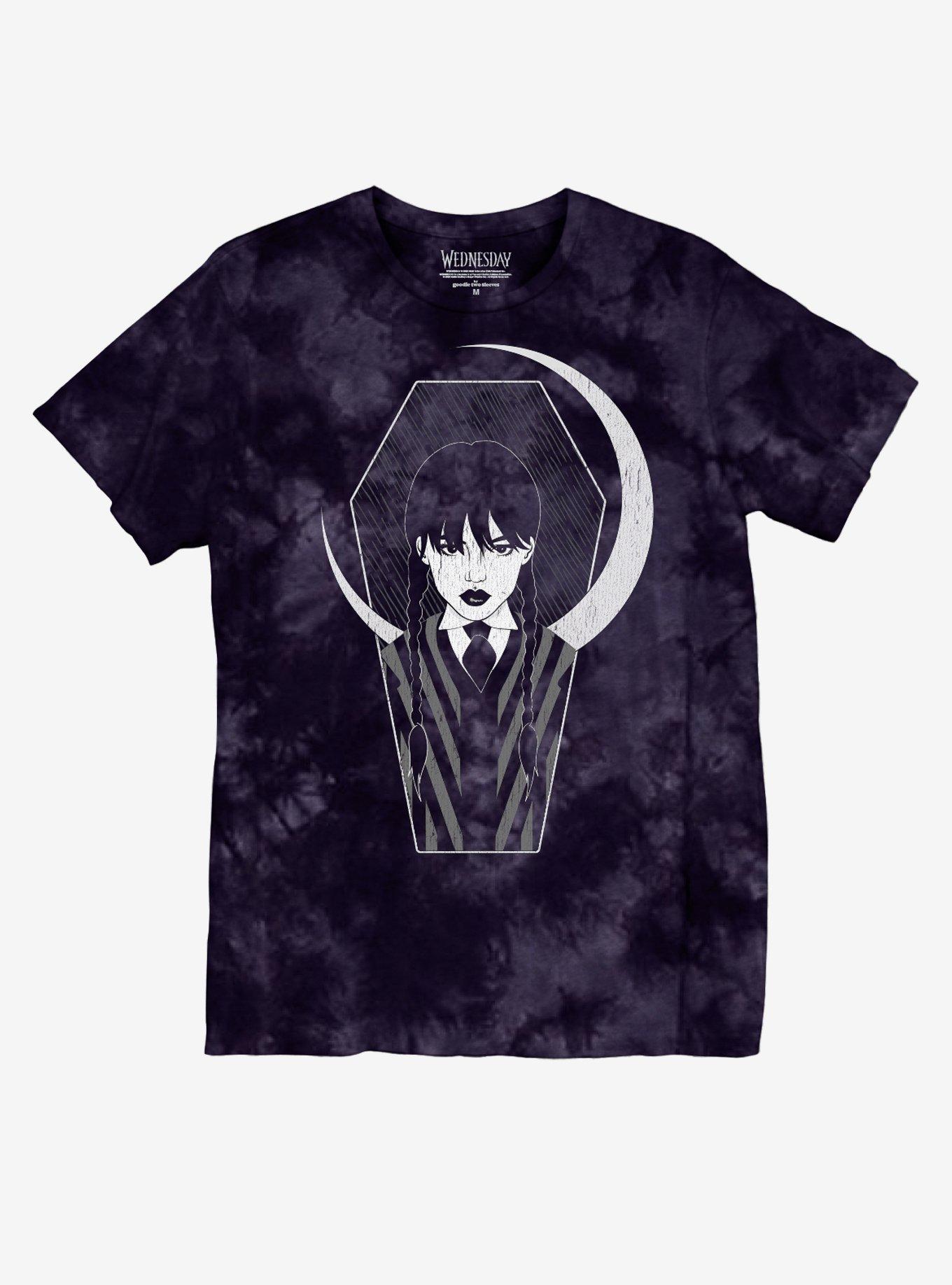 Wednesday Moon Purple Tie-Dye Boyfriend Fit Girls T-Shirt Plus Size, , hi-res