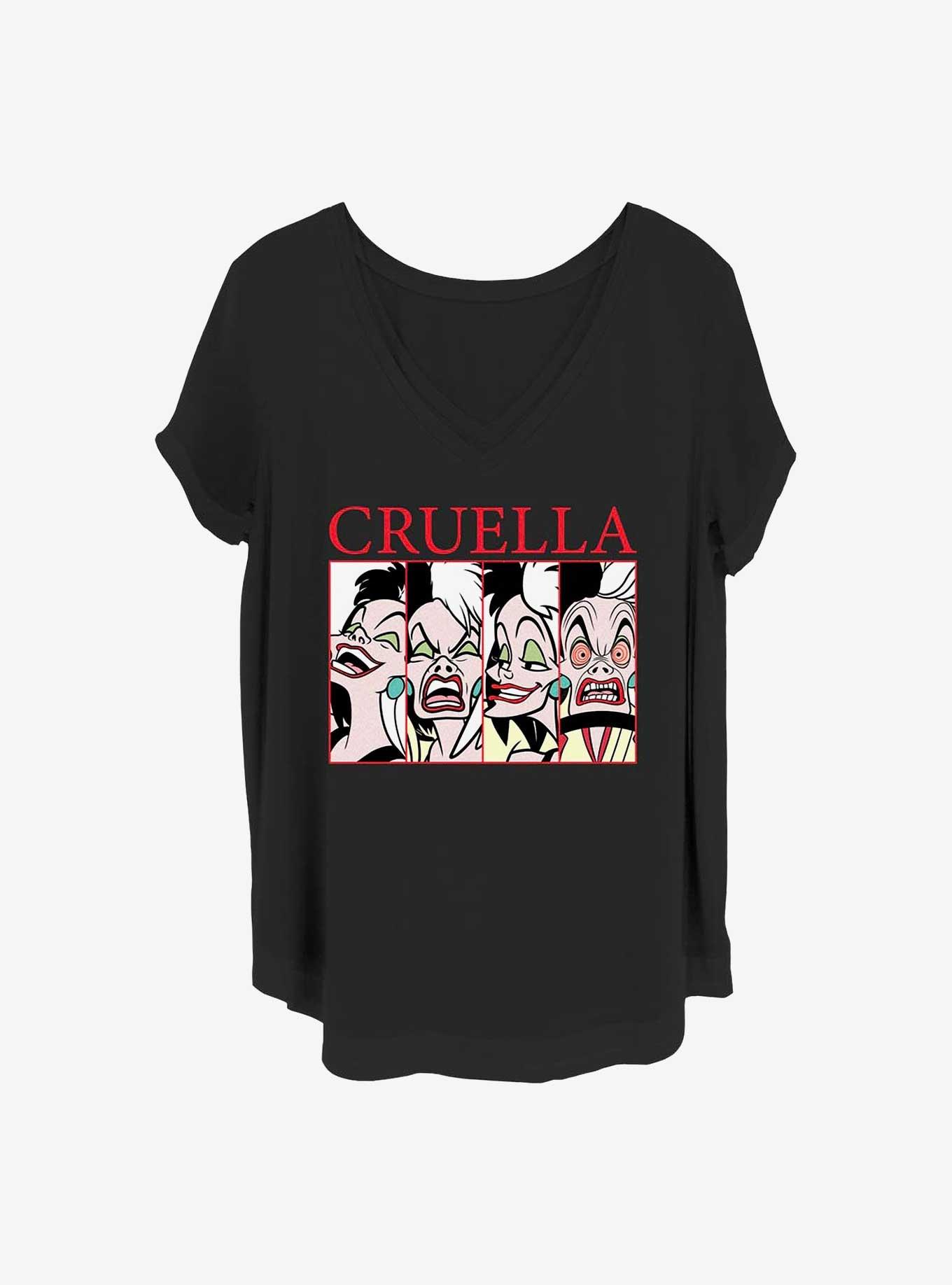 Disney Cruella Cruel Expressions Girls T-Shirt Plus Size, BLACK, hi-res