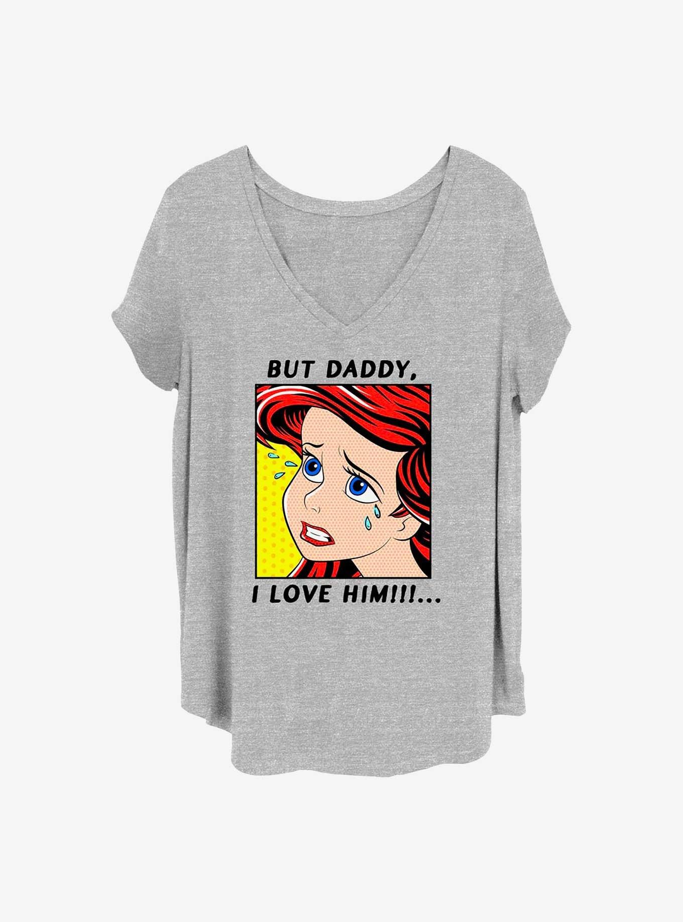 Disney The Little Mermaid Crybaby Ariel Girls T-Shirt Plus Size, HEATHER GR, hi-res