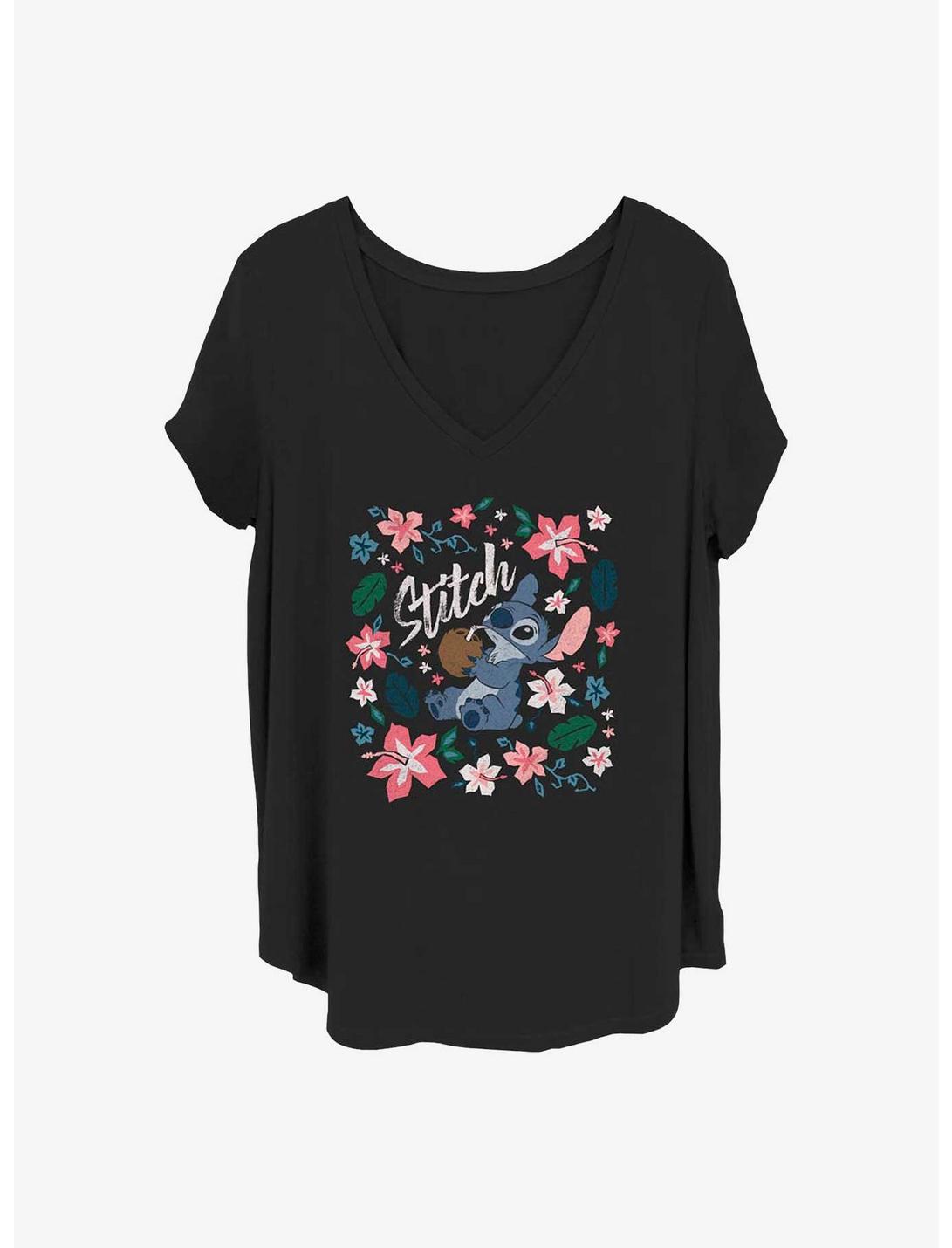 Disney Lilo & Stitch Tropical Stitch Girls T-Shirt Plus Size, BLACK, hi-res