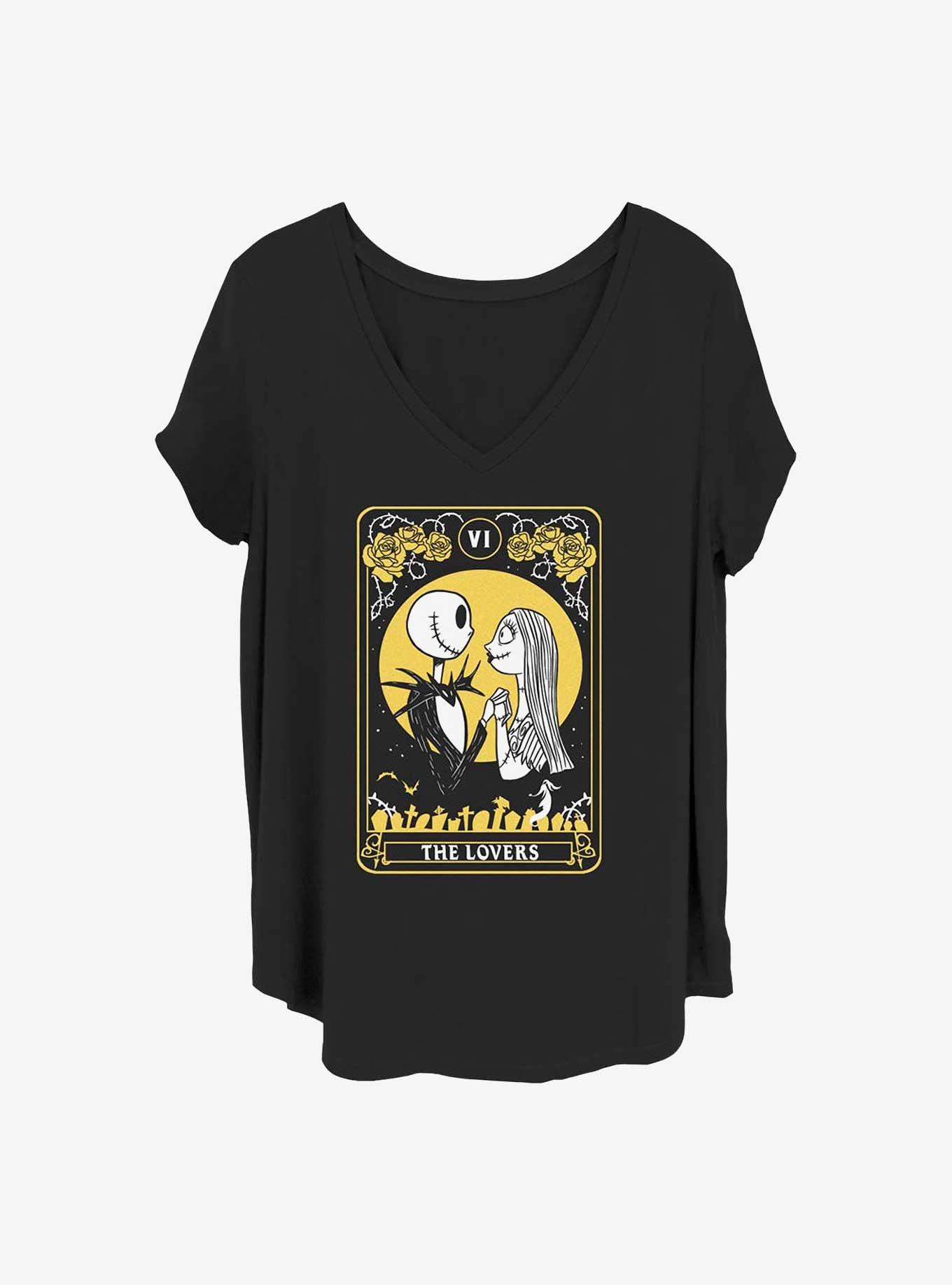 Disney The Nightmare Before Christmas Lovers Tarot Girls T-Shirt Plus Size, BLACK, hi-res