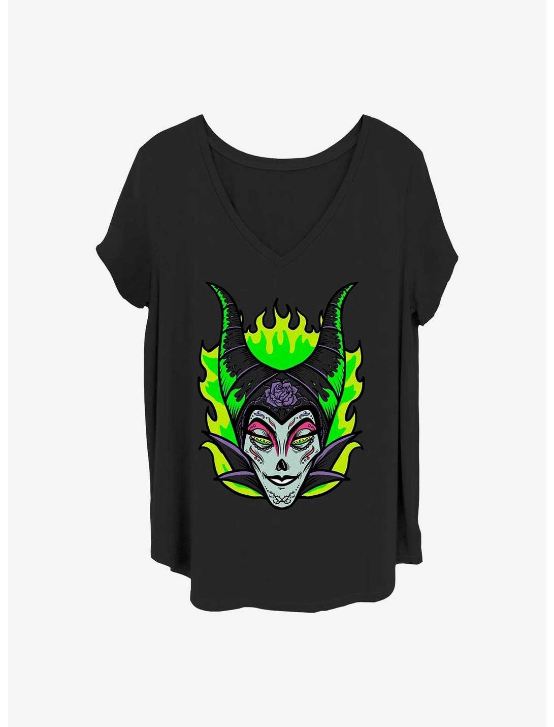 Disney Villains Maleficent Sugar Skull Girls T-Shirt Plus Size, BLACK, hi-res
