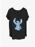 Disney Lilo & Stitch Floral Sketch Girls T-Shirt Plus Size, BLACK, hi-res