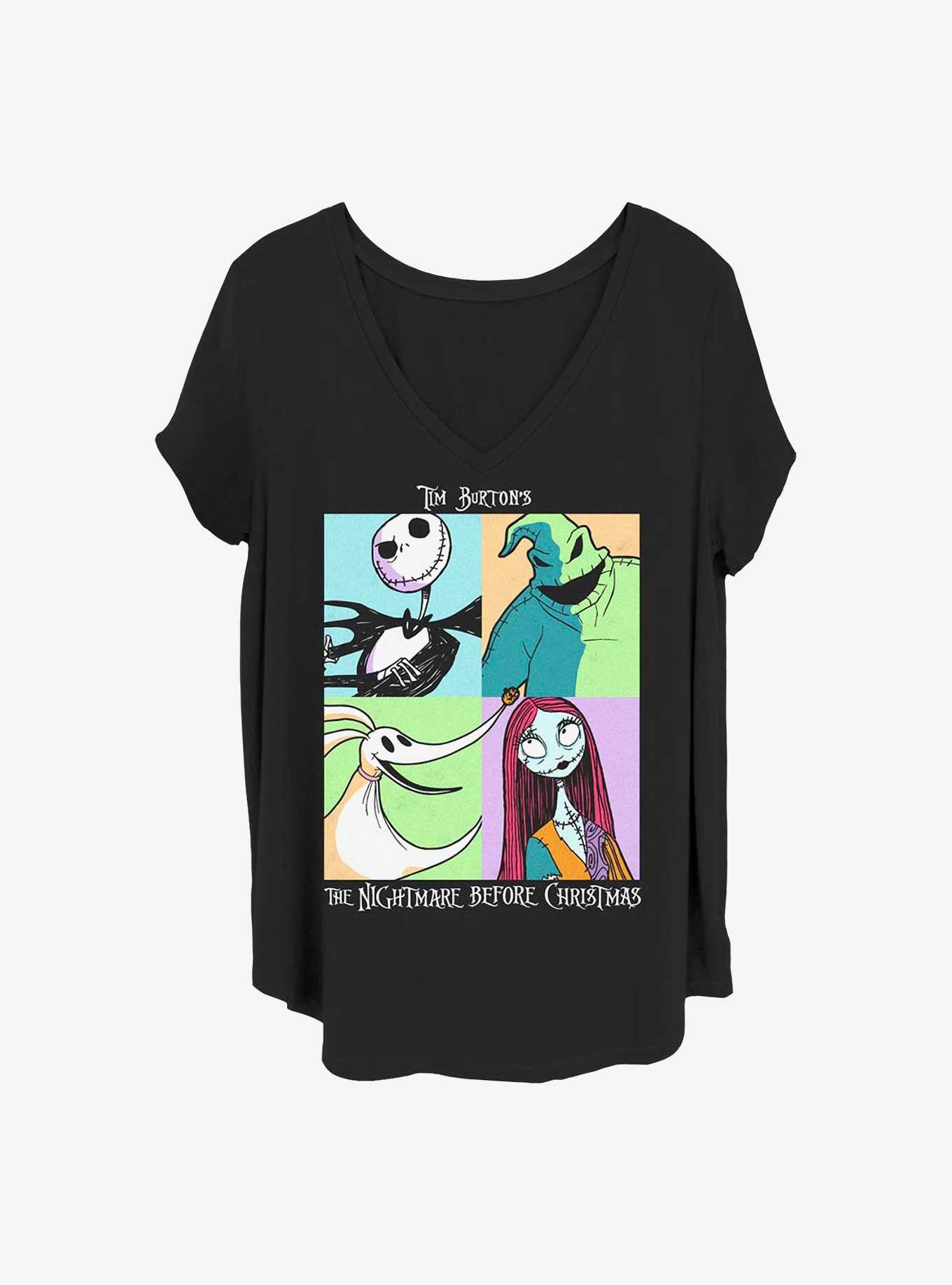 Disney The Nightmare Before Christmas Spooky Squares Girls T-Shirt Plus Size, BLACK, hi-res