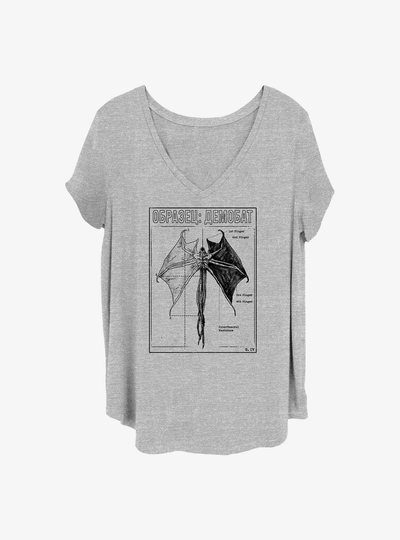 Stranger Things Demobat Infographic Girls T-Shirt Plus Size, HEATHER GR, hi-res