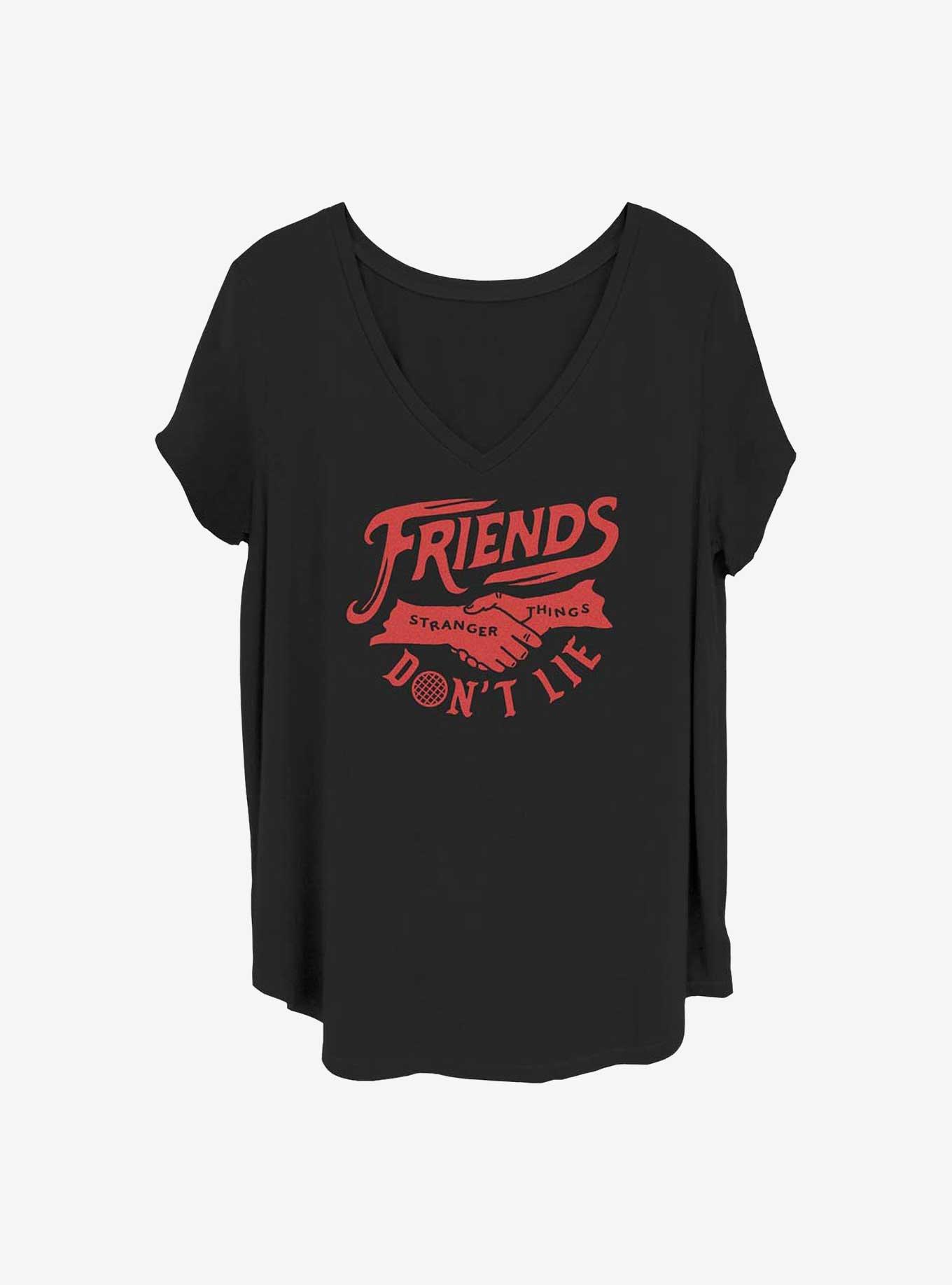 Stranger Things Friends Don't Lie Girls T-Shirt Plus Size, BLACK, hi-res