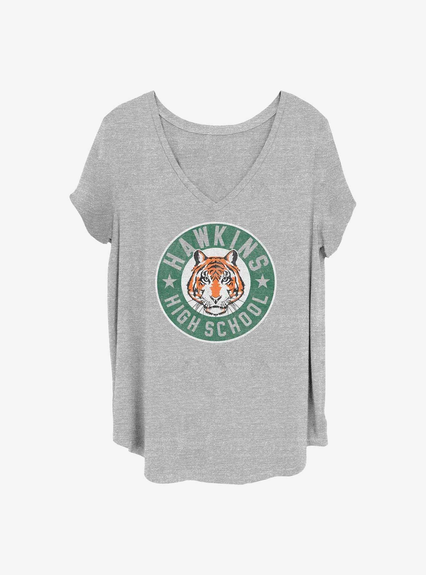 Stranger Things Hawkins High Tiger Emblem Girls T-Shirt Plus Size, HEATHER GR, hi-res